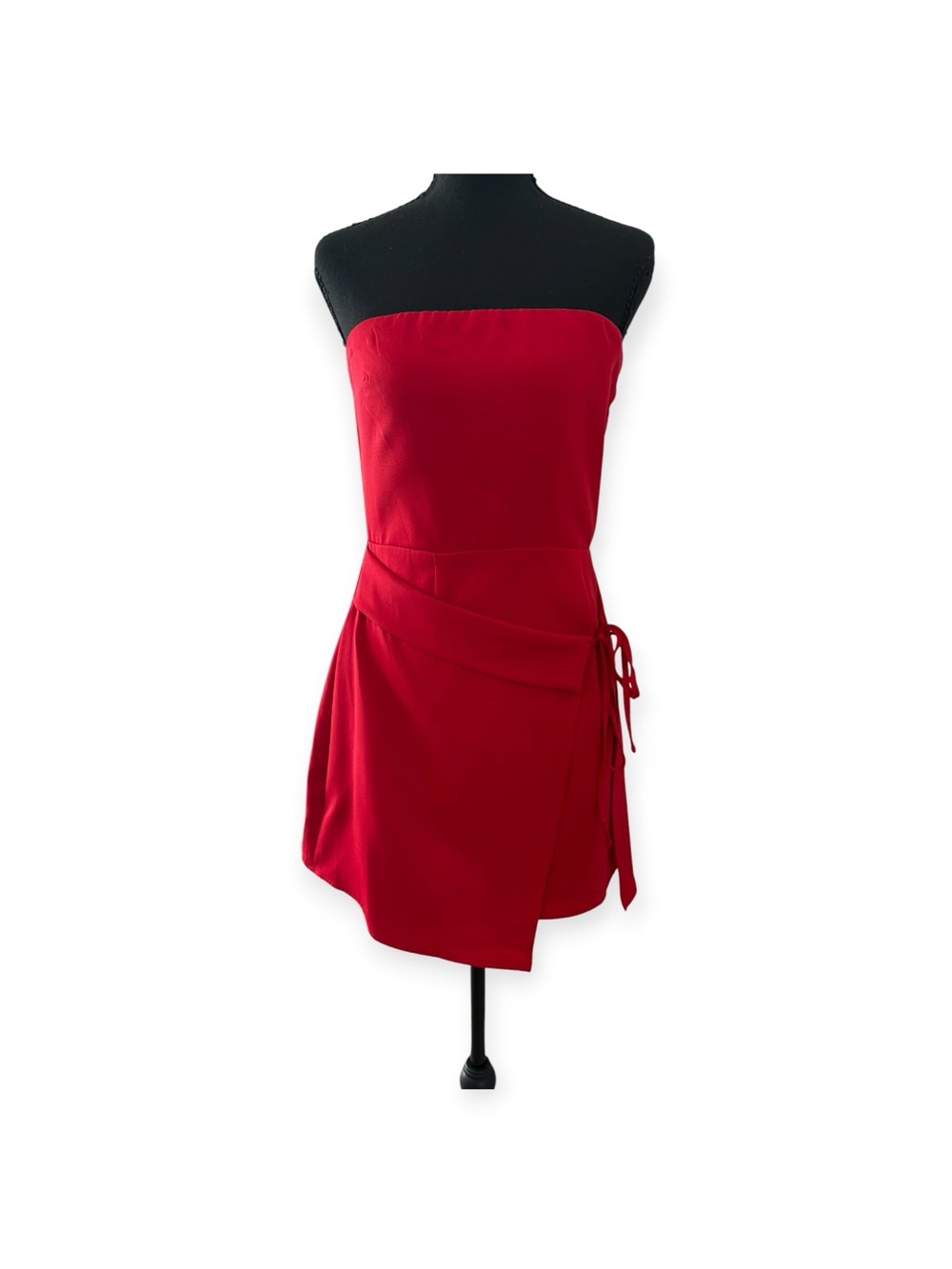Altar'd State Strapless Red Wrap Mini Dress with Side Tie